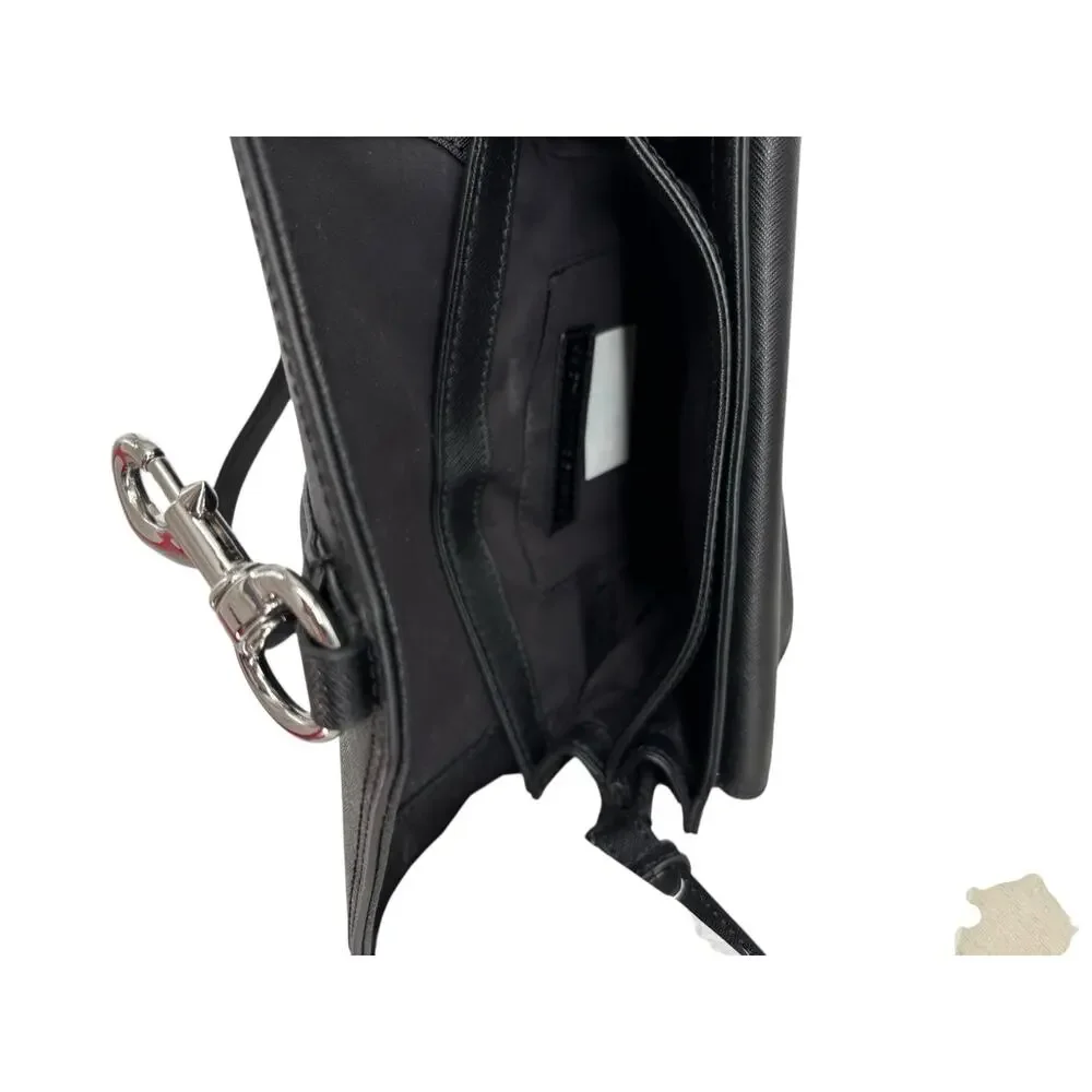 Rebecca Minkoff Hudson Moto Mini Crossbody Bag Black Saffiano Leather Bikercore
